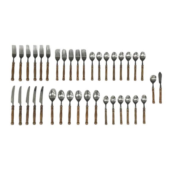 Harbor House Lifetime Cutlery Old Homestead Wood Handle Flatware Stainless 38 Pc - Picture 2 of 8